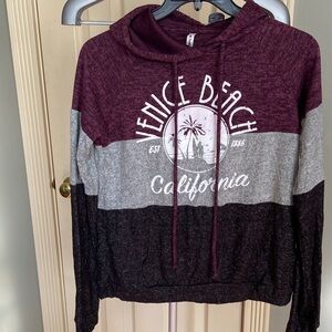 Venice Beach Women's Maroon, Black and Gray Hoodie Size M